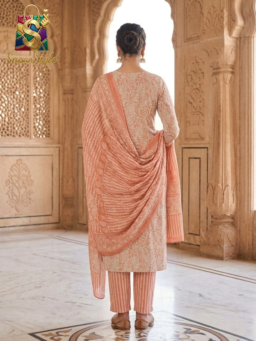 Coral Elegance 3-Piece Kurta Set