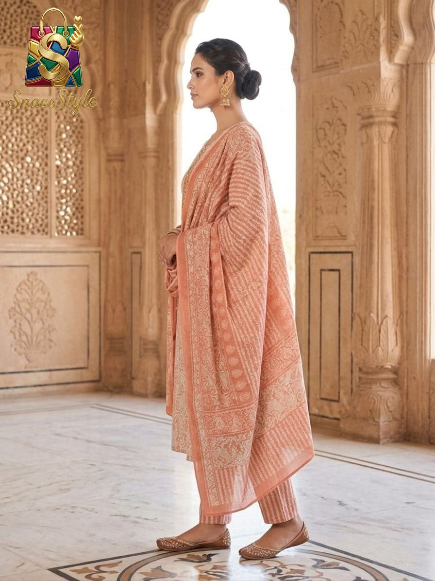 Coral Elegance 3-Piece Kurta Set