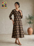 Espresso Bloom A-Line Kurti