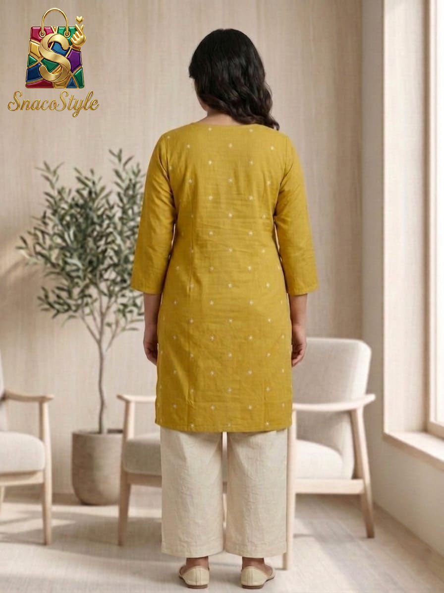 Pearl Mustard Blossom Embroidered Kurta
