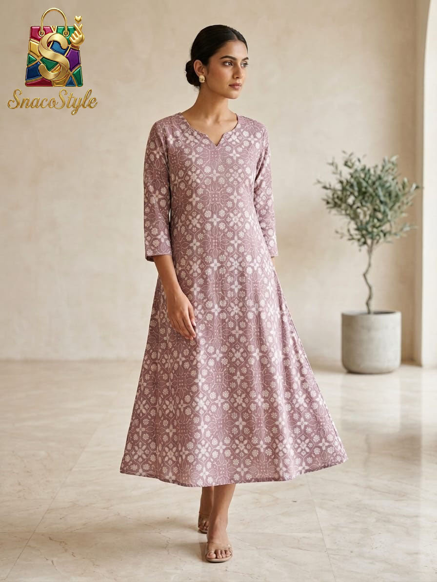Mauve Mosaic A-Line Kurti