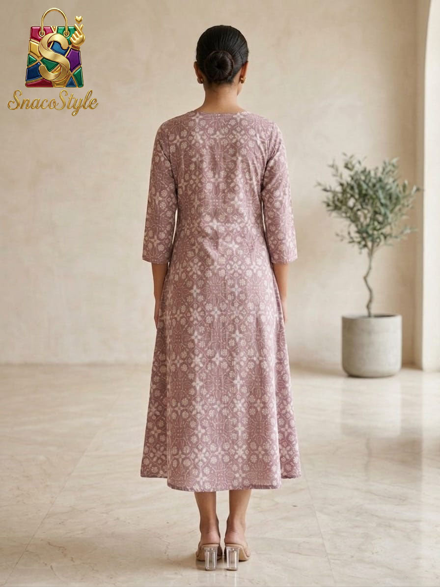 Mauve Mosaic A-Line Kurti