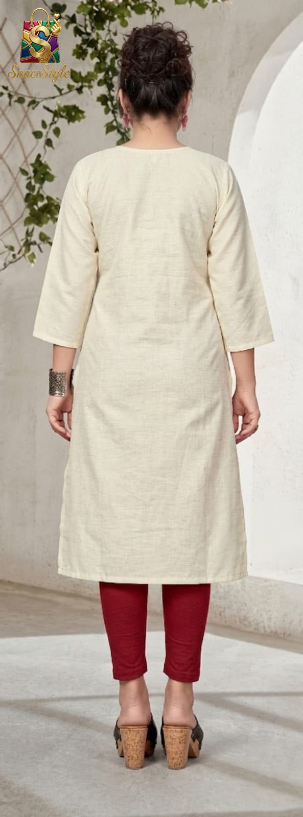 Pearl Cream Floral Roman Silk Kurta