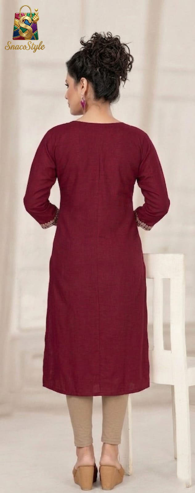 Pearl Maroon Roman Silk Embroidered Kurta