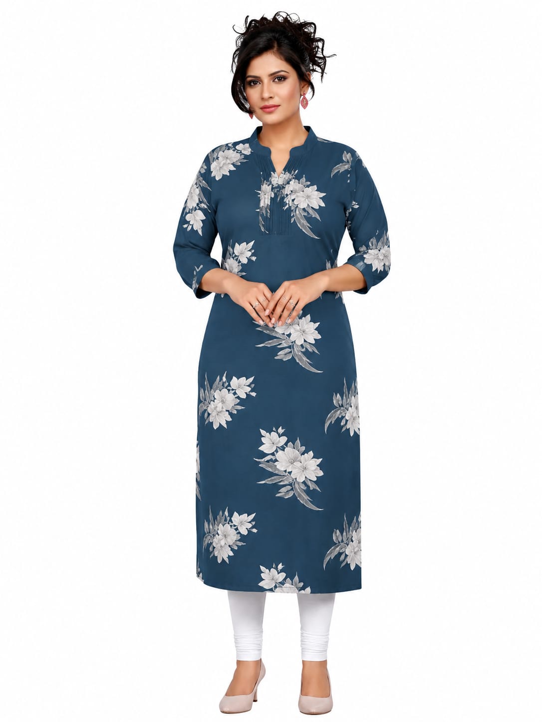 Rayon Discharge Print Knee Length Kurti