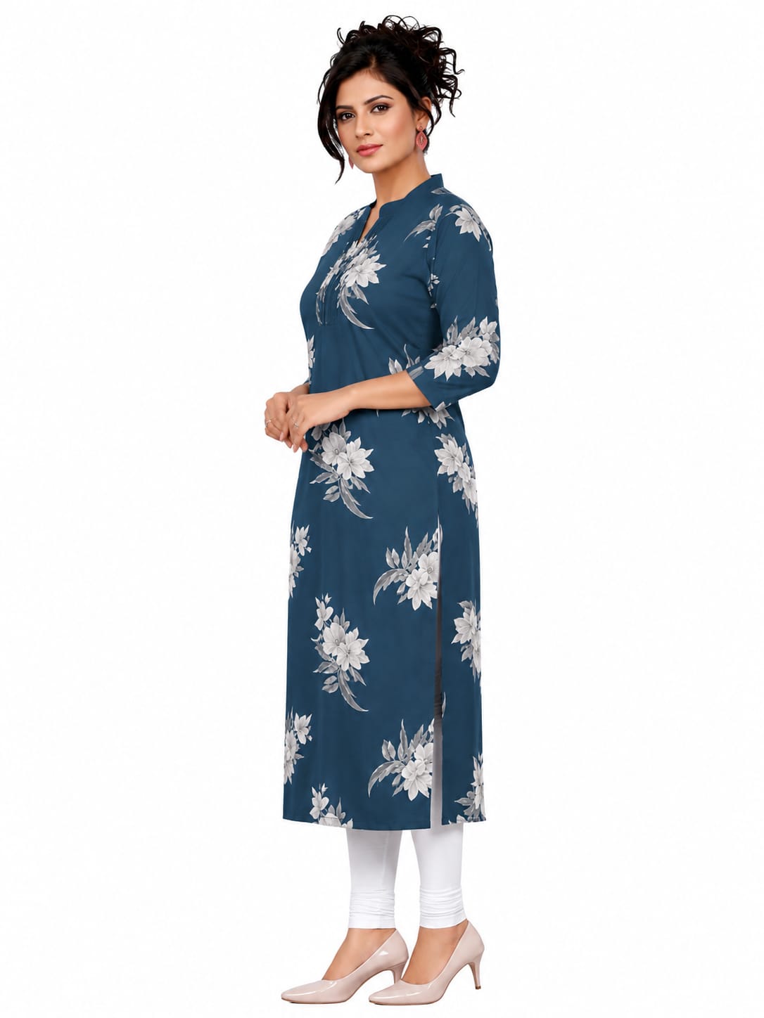 Rayon Discharge Print Knee Length Kurti