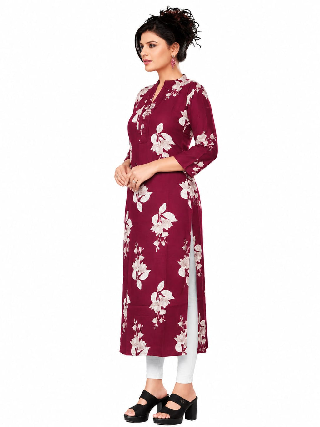 Rayon Discharge Print Knee Length Kurti