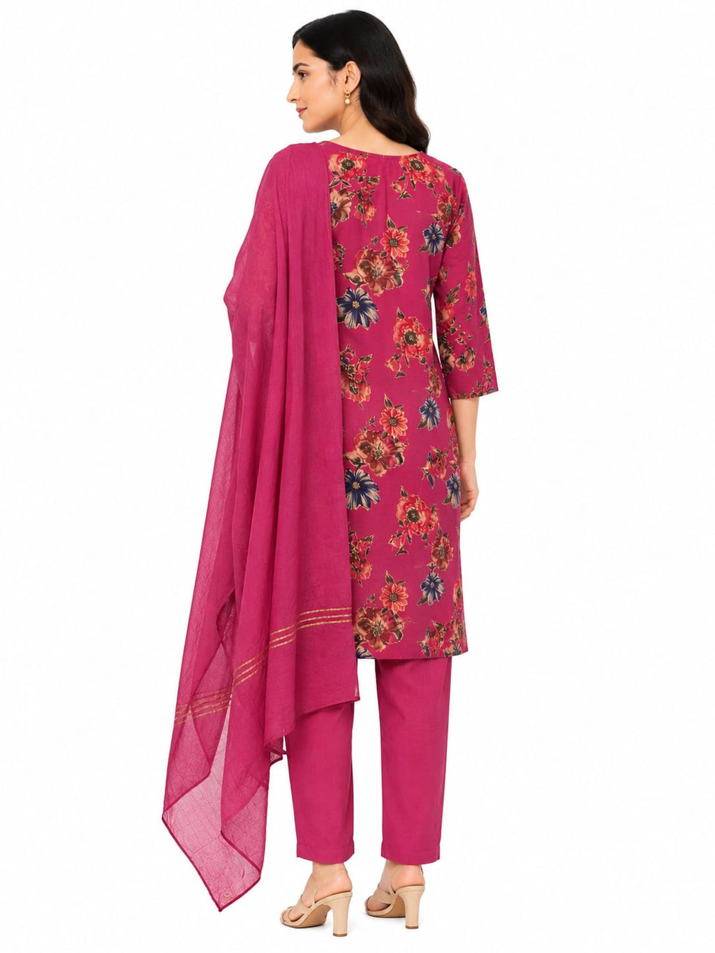 Floral Print 3 Piece Salwar Suit Set with Dupatta
