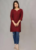 Solid Maroon Roman Silk Tunic Top