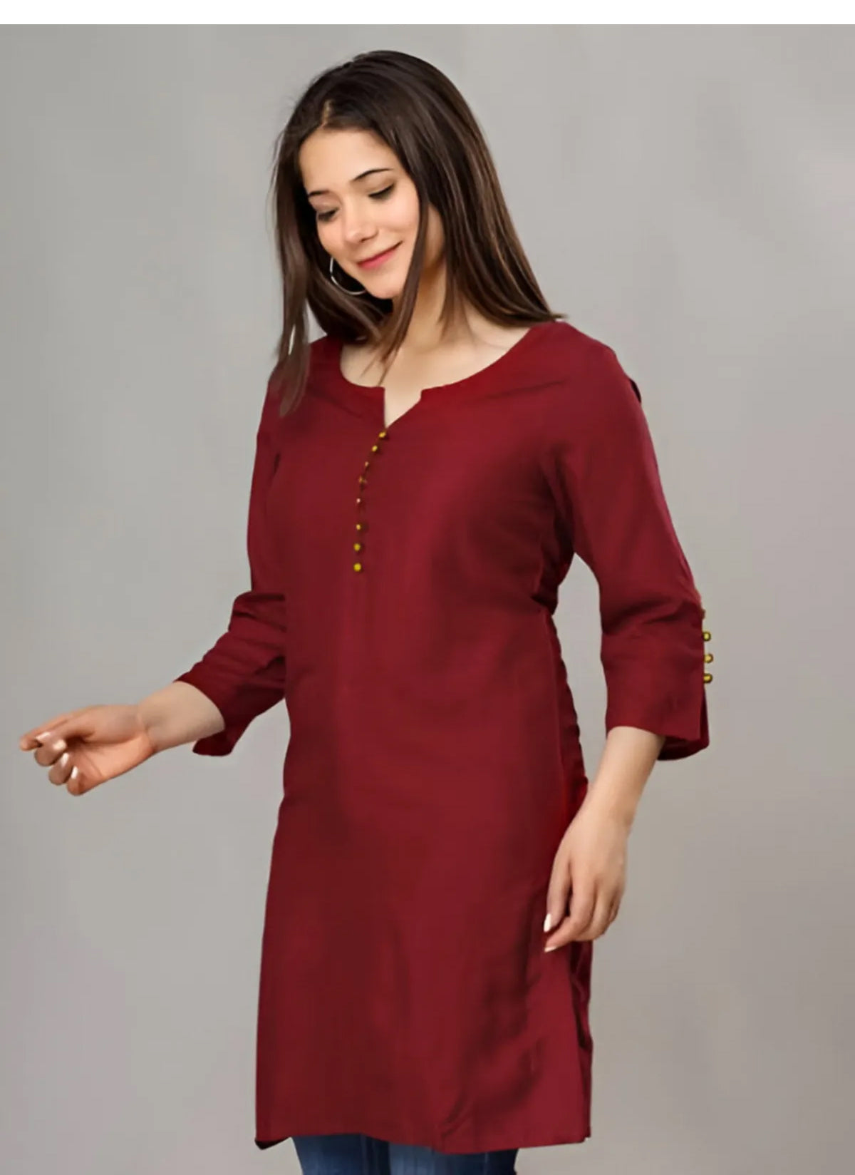 Solid Maroon Roman Silk Tunic Top