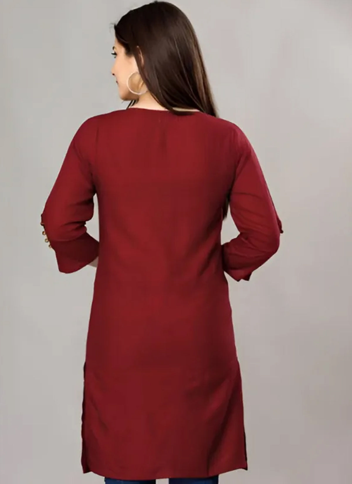 Solid Maroon Roman Silk Tunic Top