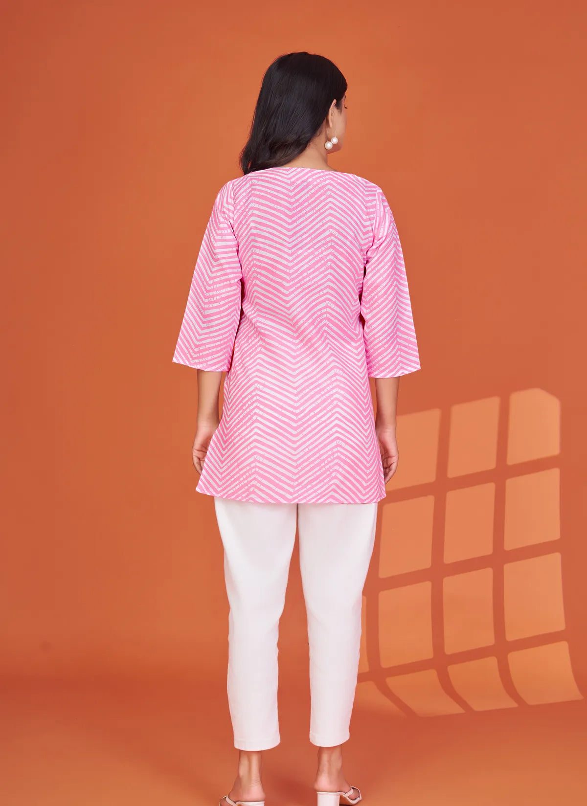 Pink Chevron Printed Cotton Tunic