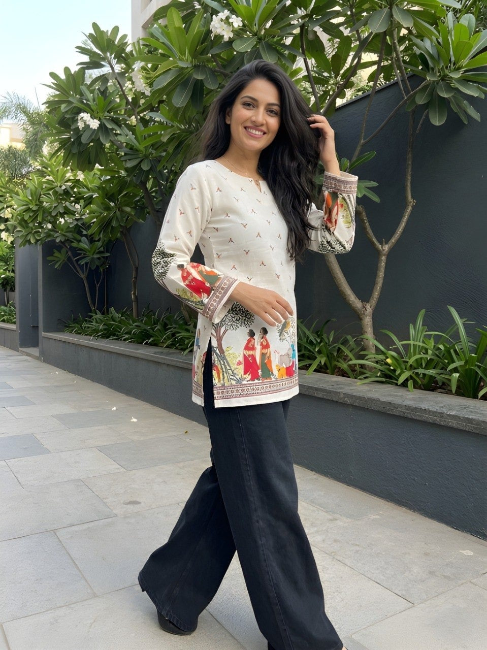 Printed Cotton Corset-Back Kurti Top
