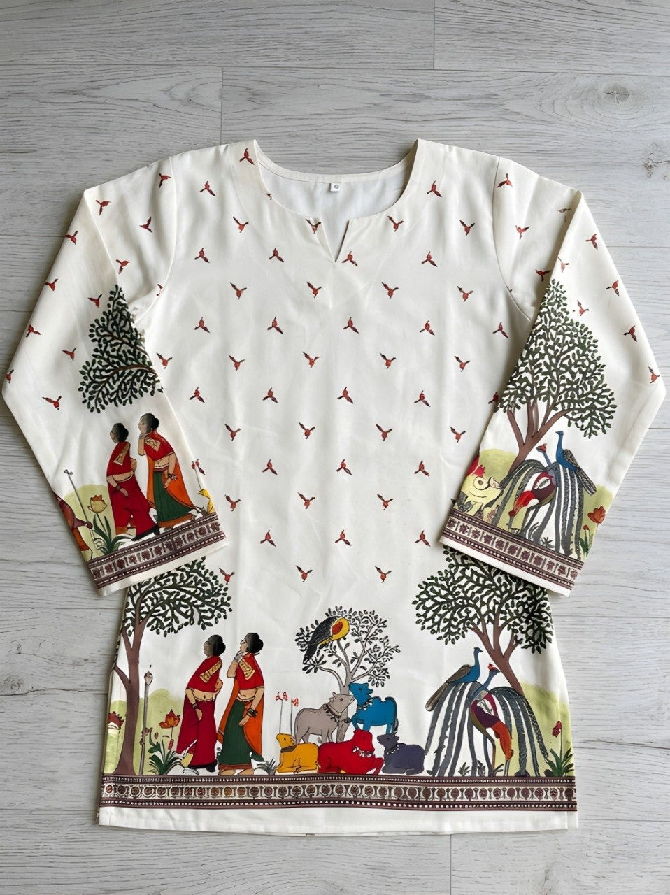 Printed Cotton Corset-Back Kurti Top
