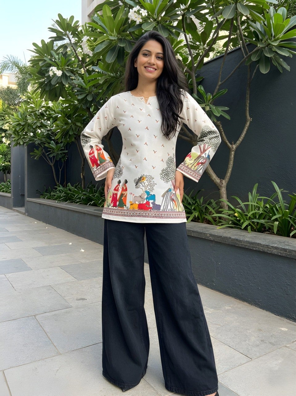 Printed Cotton Corset-Back Kurti Top